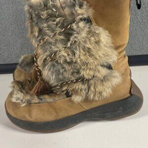ULU Boots Women Size 7 Brown Leather Rabbit Fur Primaloft 200g Insulation